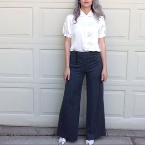 anthro ELEVENSES dark gray wide leg pants 6
